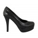 Woman's pump in black leather with platform heel 11 - Available sizes:  31, 32, 33, 34, 43, 46, 47