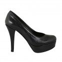Zapato de salon para mujer en piel negra con plataforma tacon 11