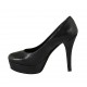 Woman's pump in black leather with platform heel 11 - Available sizes:  31, 32, 33, 34, 43, 46, 47