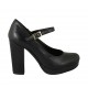 Decolté da donna con cinturino e plateau in pelle nera con tacco 10 - Misure disponibili: 31, 32, 33, 34, 42, 45, 46, 47