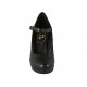 Woman's strap pump with platform in black leather heel 10