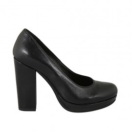 Decolté da donna in pelle nera con plateau tacco 10 - Misure disponibili: 31, 32, 33, 34, 42, 43, 44, 47
