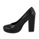 Decolté da donna in pelle nera con plateau tacco 10 - Misure disponibili: 31, 32, 33, 34, 42, 43, 44, 47