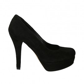Decolté da donna in camoscio nero con plateau e tacco 11 - Misure disponibili: 31, 32, 33, 34, 42, 46