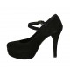 Woman's platform pump in black suede with strap heel 11