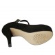 Zapato de salon para mujer con cinturon y plataforma en gamuza negra tacon 11 - Tallas disponibles:  31, 32, 33, 34, 43, 45, 46, 47