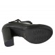Zapato de salon para mujeres con cinturon salomé y plataforma en piel de color negro tacon 10 - Tallas disponibles:  31, 32, 33, 34, 42, 43, 44, 45, 46, 47