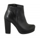Woman's ankle boot with zipper and platform in black leather with heel 10