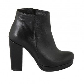 Stivaletto da donna con cerniera e plateau in pelle nera con tacco 10 - Misure disponibili: 31, 32, 33, 34, 42