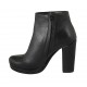 Woman's ankle boot with zipper and platform in black leather with heel 10