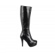 Woman's platform boot in black leather with zipper heel 11