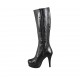 Stivale da donna con plateau e cerniera in pelle nera tacco 11 - Misure disponibili: 33, 42, 43