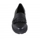 Mocassin pour femmes avec franges et goujons en cuir noir talon 3 - Pointures disponibles:  42, 43, 44