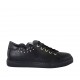 Zapato para mujer con cordones, tachuelas y plantilla extraible en piel negra cuña 3 - Tallas disponibles:  43, 44, 45