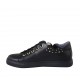 Woman's laced shoe with removable insole and studs in black leather wedge heel 3 - Available sizes:  43, 44, 45
