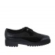 Woman's laced derby shoe with wingtip in black patent leather and bronze laminated printed suede heel 3 - Available sizes:  42, 43, 44, 45