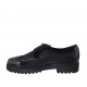 Woman's laced derby shoe with wingtip in black patent leather and bronze laminated printed suede heel 3 - Available sizes:  42, 43, 44, 45