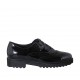 Zapato con cremallera, punta de ala y elasticos para mujer en charol negro tacon 3 - Tallas disponibles:  42, 43, 44