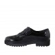 Chaussure pour femmes avec fermeture éclair, bout golf et elastiques en cuir verni noir talon 3 - Pointures disponibles:  42, 43, 44