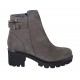 Bottines pour femmes avec boucle et fermeture éclair en cuir nubuck taupe talon 5 - Pointures disponibles:  32, 42, 43, 44, 45, 46