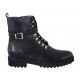 Woman's laced ankle boot with zipper and buckle in black leather heel 3 - Available sizes:  42, 44, 45, 46