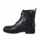 Woman's laced ankle boot with zipper and buckle in black leather heel 3 - Available sizes:  42, 44, 45, 46
