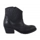 Woman's Texan ankle boot with zipper and elastic band in black leather heel 5 - Available sizes:  32, 33, 34, 42, 43, 46