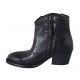 Woman's Texan ankle boot with zipper and elastic band in black leather heel 5 - Available sizes:  32, 33, 34, 42, 43, 46