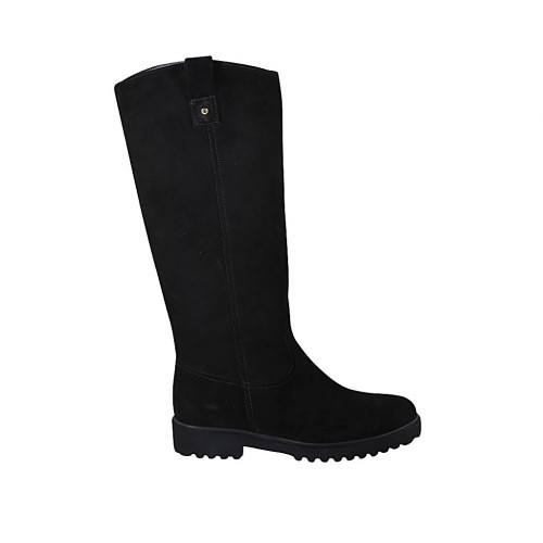 Damenstiefel mit Reißverschluß aus schwarzem Wildleder Absatz 3 - Verfügbare Größen:  42, 43