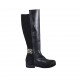 Bottes haute pour femmes avec boucles et fermeture eclair en daim et cuir noir talon 3 - Pointures disponibles:  42, 43, 44, 45, 46