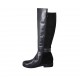 Bottes haute pour femmes avec boucles et fermeture eclair en daim et cuir noir talon 3 - Pointures disponibles:  42, 43, 44, 45, 46
