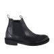 Men's ankle boot with elastic bands and Brogue decoration in black leather - Available sizes:  38, 47, 48, 49, 50