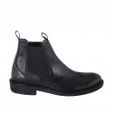 Herrenstiefelette mit Gummibändern und Broguemuster aus schwarzem Leder