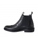 Men's ankle boot with elastic bands and Brogue decoration in black leather - Available sizes:  38, 47, 48, 49, 50