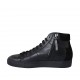 Zapato para hombre con cordones, cremallera y plantilla extraible en piel y gamuza negra - Tallas disponibles:  37, 38, 47, 48, 50