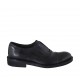 Men's highfronted shoe with rubber band and captoe in black leather  - Available sizes:  37, 38, 47, 48, 49, 50