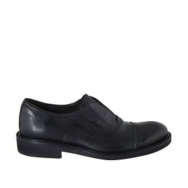 Chaussure fermée pour hommes avec elastique e bout droit en cuir noir - Pointures disponibles:  37, 38, 47, 48, 49, 50