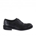 Men's highfronted shoe with rubber band and captoe in black leather 