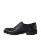 Men's highfronted shoe with rubber band and captoe in black leather 