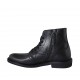 Men's laced ankle boot with zipper in black leather - Available sizes:  37, 38, 47, 48, 50