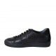 Man's laced shoe with removable insole in black leather and suede
