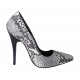 Zapato de salon para mujer en piel estampada blanca y negra tacon 11 - Tallas disponibles:  31, 32, 33, 34, 42, 44, 45, 46