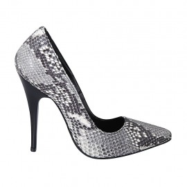 Escarpin pour femmes en cuir imprimé noir et blanc talon 11 - Pointures disponibles:  31, 32, 33, 34, 42, 44, 45, 46