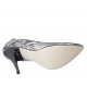 Zapato de salon para mujer en piel estampada blanca y negra tacon 11 - Tallas disponibles:  31, 32, 33, 34, 42, 44, 45, 46