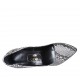 Women's pump shoe in black and white printed leather heel 11