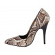 Decolté da donna in pelle stampata beige e marrone tacco 11 - Misure disponibili: 31, 32, 33, 34, 42, 45, 46, 47