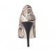 Decolté da donna in pelle stampata beige e marrone tacco 11 - Misure disponibili: 31, 32, 33, 34, 42, 45, 46, 47