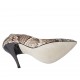 Decolté da donna in pelle stampata beige e marrone tacco 11 - Misure disponibili: 31, 32, 33, 34, 42, 45, 46, 47