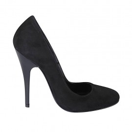 Zapato de salon en gamuza negra para mujer tacon 11 - Tallas disponibles:  31, 32, 33, 34, 42, 43, 45, 46, 47