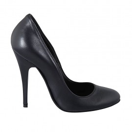 Decolté da donna in pelle nera tacco 11 - Misure disponibili: 31, 32, 33, 34, 42, 43, 44, 46